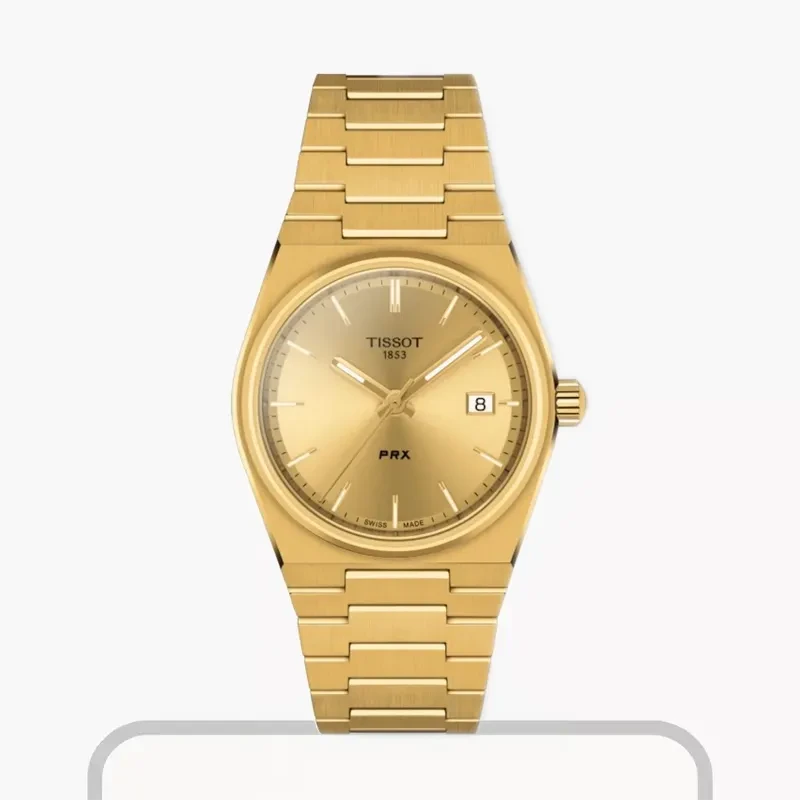 Tissot PRX 35mm Champagne Dial Gold-tone Unisex Watch